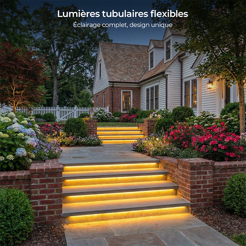 M.TK MOVETECK Guirlande lumineuse d’extérieur 15,3 m, tubes LED, 150 LED, blanc chaud, pour intérieur/extérieur, fêtes, mariages, Noël, 8 modes et intensité réglable