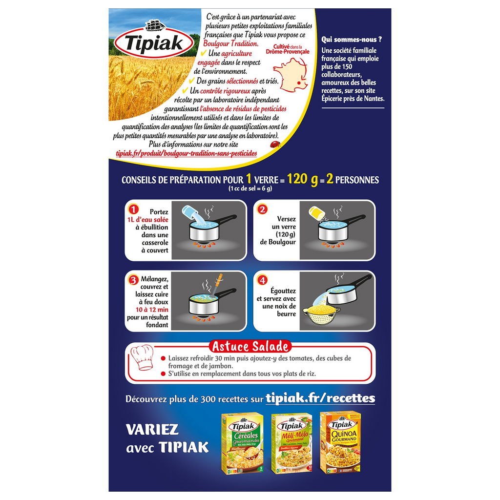 TIPIAK Boulgour Tendre et Fondant 8min 450g