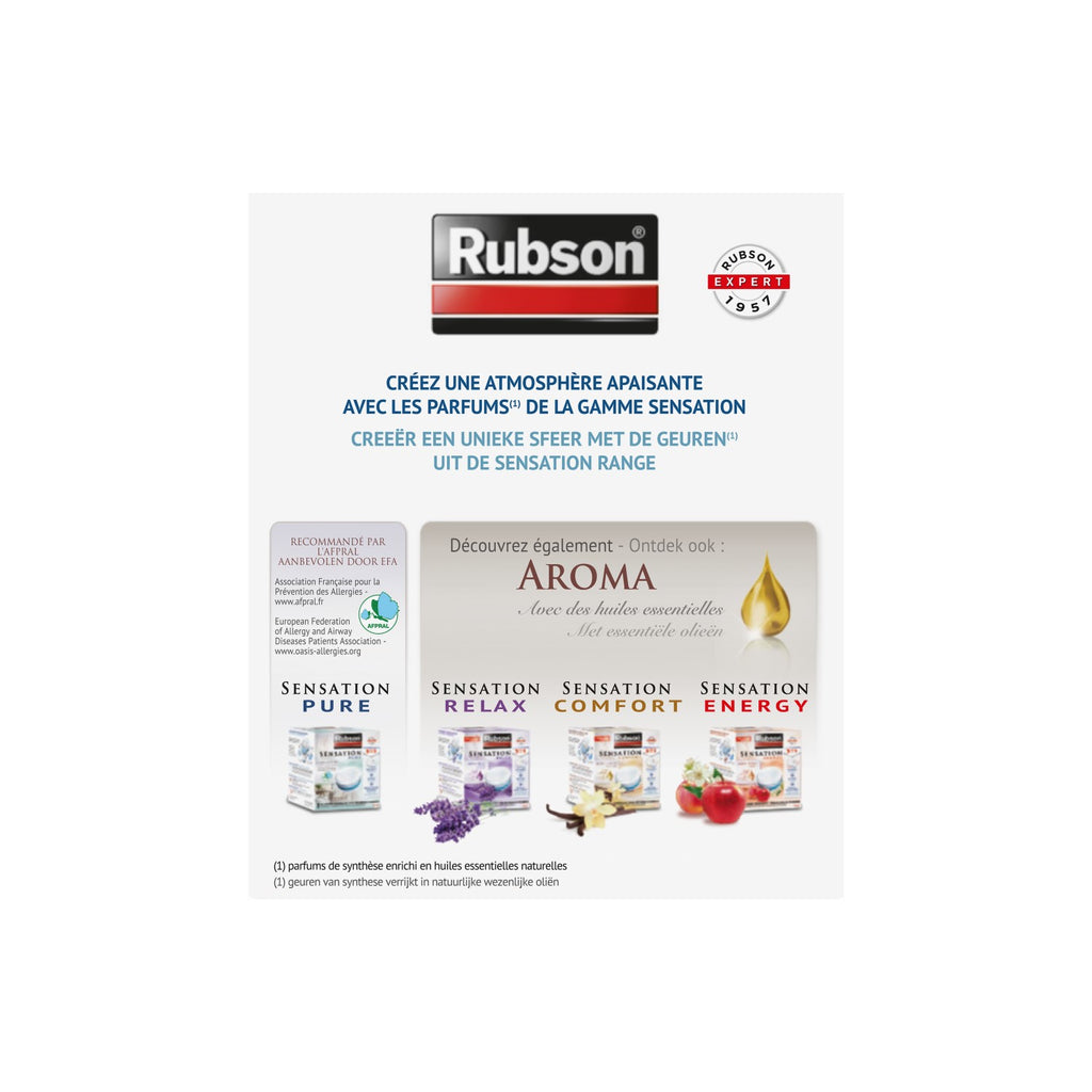 Rubson | Recharges Universelles Absorbeur d'Humidité Sensation Pure Parfum Neutre (2 x 300 g) – Recharges 3 en 1 anti-humidité, anti-odeur et sensation de fraîcheur