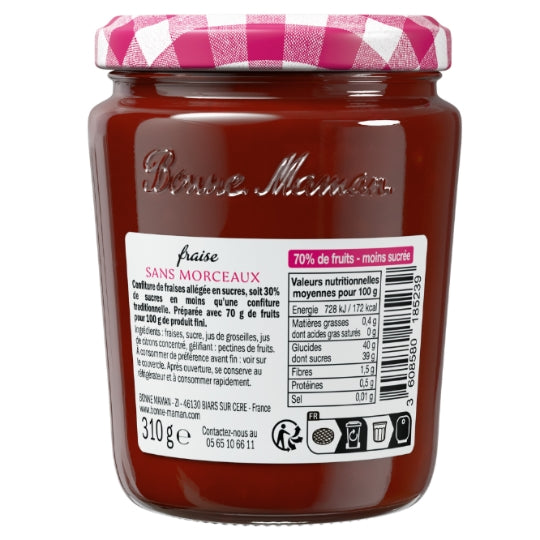Bonne Maman Confiture de Fraises Lisse Sans Pépins, 310 g