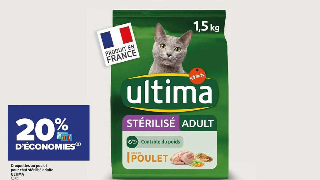 ULTIMA Croquettes pour Chat Adulte Stérilisé au Poulet 1,5 kg
