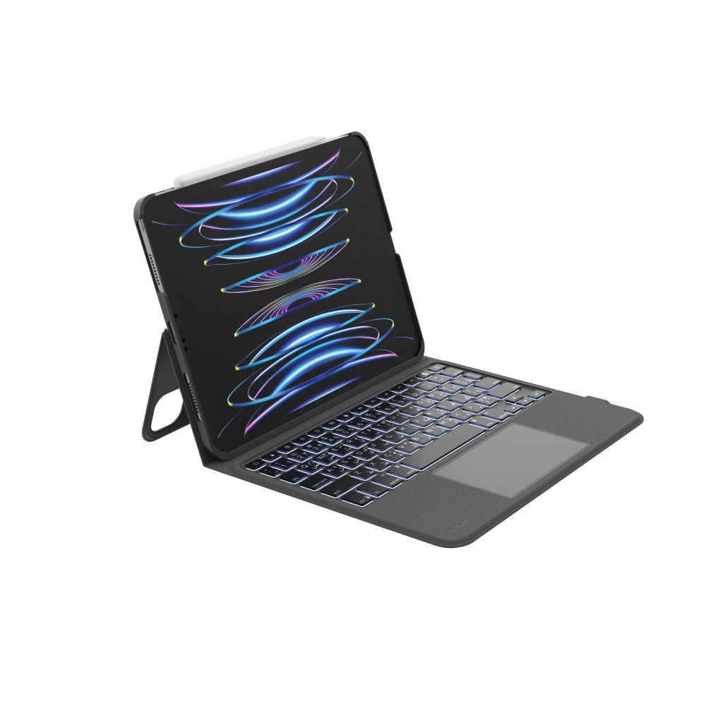 Belkin Étui Clavier Quotidien pour iPad 10e Génération avec Support, Rétroéclairage, Pavé Tactile Multipoint, Compartiment pour Apple Pencil, Clavier Sans Fil AZERTY pour iPad 10,9 pouces