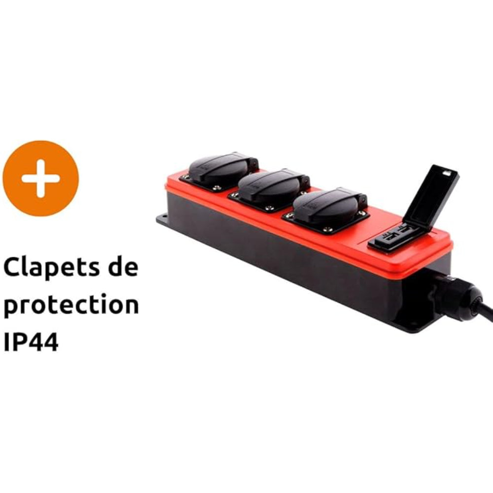 Multiprise étanche 3 prises 16A 2P+T + USB - Zenitech