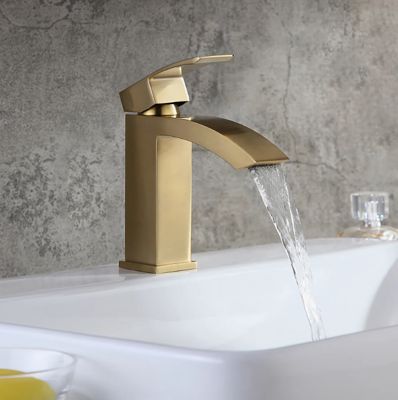 Homary Robinetterie de lavabo à un trou montée sur plateau de style contemporain en or brossé