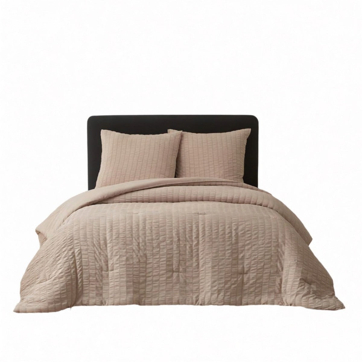 Meeallhome Ensemble de couette en seersucker texturé Kaki 200 x 220 cm/80 x 80 cm x 2