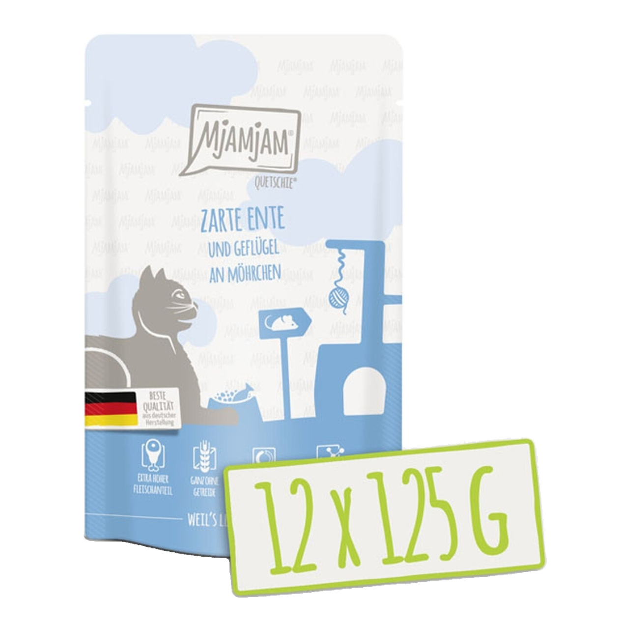 [Peut être servi frais pour l'été] MjAMjAM Quetschie Nourriture humide pour chat canard volaille carotte 125 g x 12