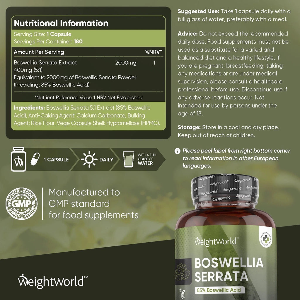 WeightWorld Boswellia Serretta 2000 mg 180 gélules