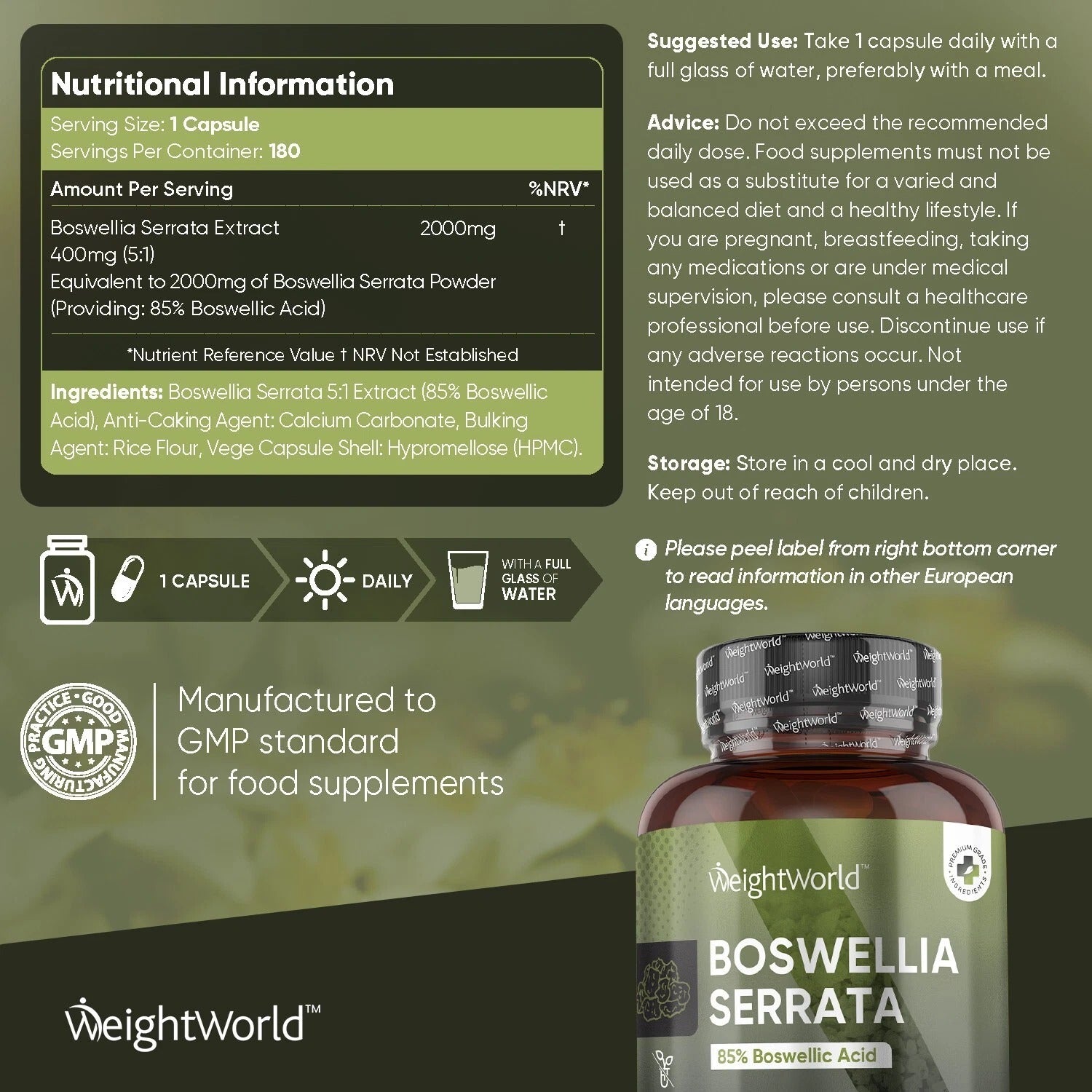 WeightWorld Boswellia Serretta 2000 mg 180 gélules