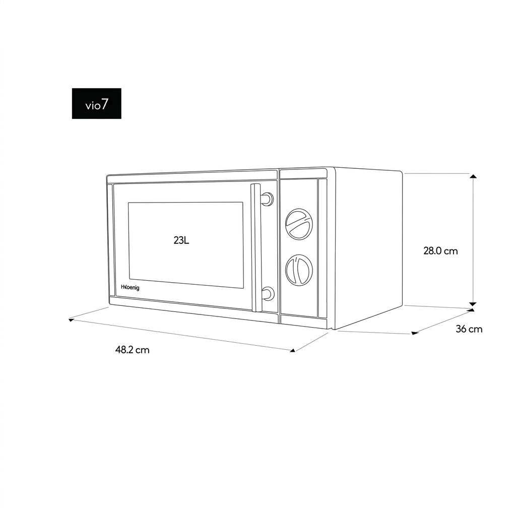 Hkoenig VIO7 Micro-ondes en pose libre - 900 W - Acier inoxydable - 23 L