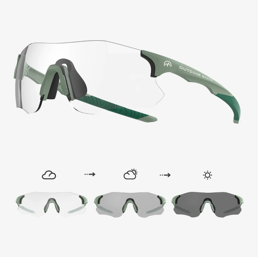 OutdoorMaster HawkSharp Lunettes de sport photochromiques HD - Vert