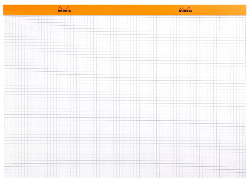 CLAIREFONTAINE Bloc agrafé Rhodia ORANGE N°38 42x31,8 cm 80 feuillets petits carreaux 5x5 80 g