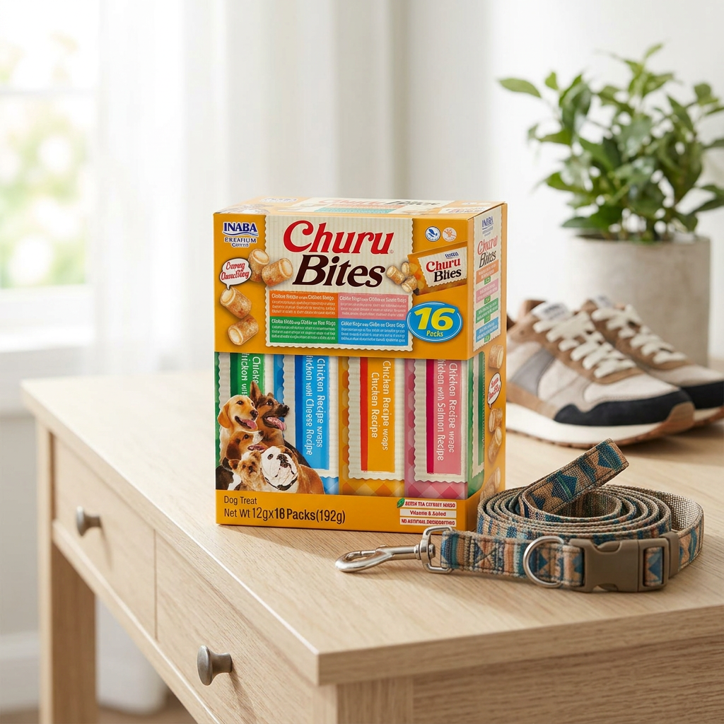 INABA Bouchées friandises pour chiens, Assortiment 4 saveurs de poulet, 12 g x 16 paquets