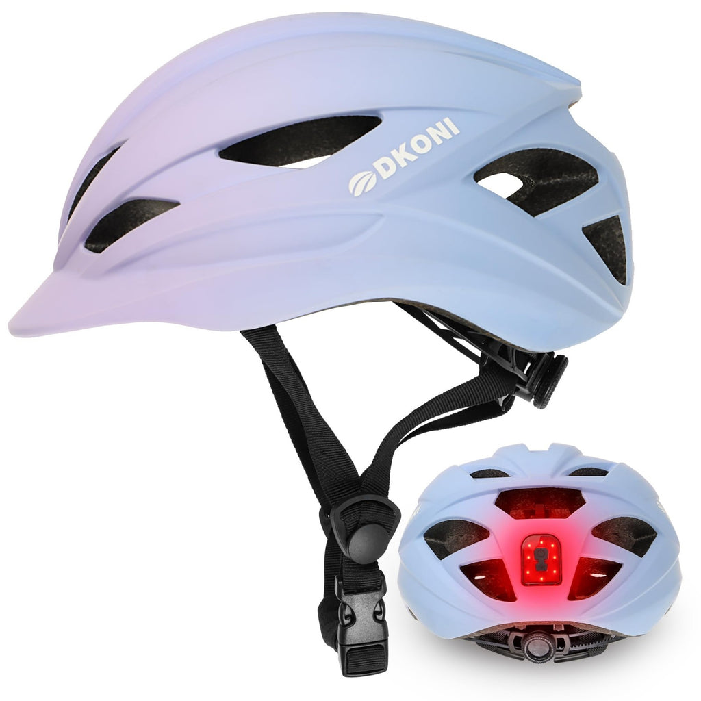 DKONI HS-086 Casque de vélo adulte avec lampe Rose-Bleu L 58-61 cm