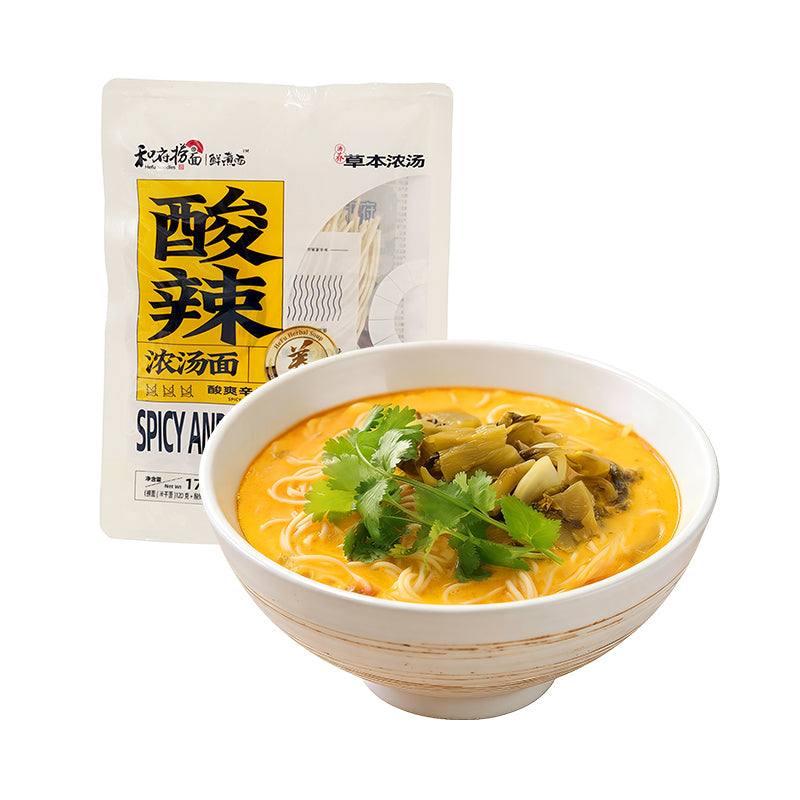 HEFU NOODLE Nouilles instantanées saveur aigre et épicé - 170 g