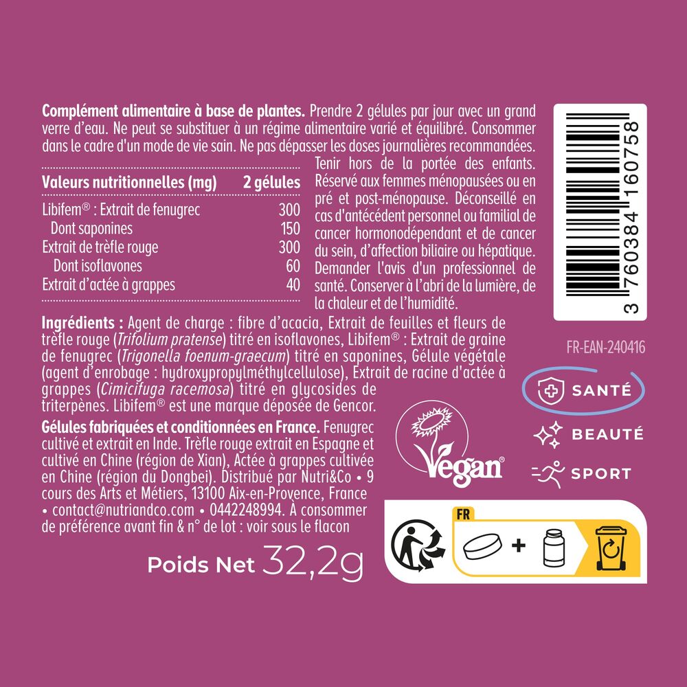 Nutri&Co Formule Ménopause - 60 gélules