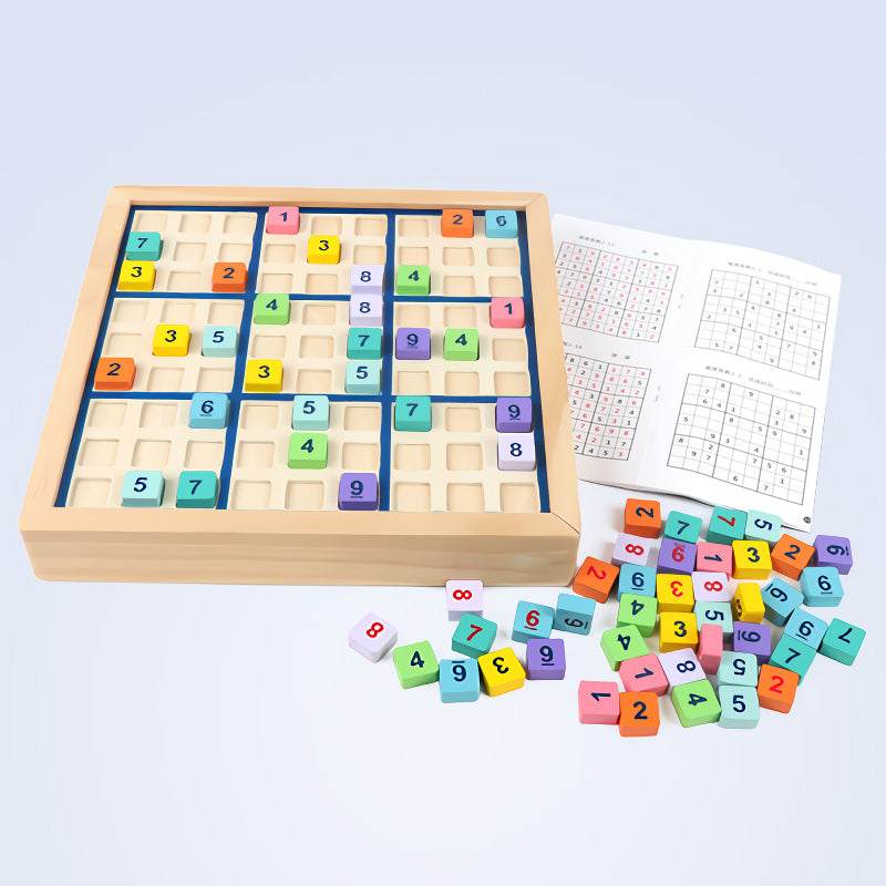 MIMI Deluxe Puzzle de Grille de Jeu de Société en Bois de 9 Carrés de Sudoku Cadeau pour Enfants et Adultes