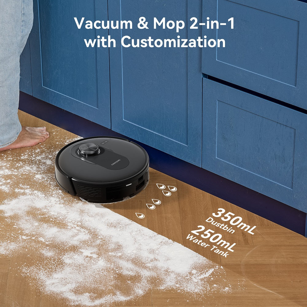 Aspirateur robot Q8-Max avec serpillière et station de vidage automatique, aspiration 8000 Pa, cartographie de la maison par navigation LiDAR, autonomie 200 min, auto-rechargement, nettoyage personnalisé via application Wi-Fi pour sols, tapis et chev