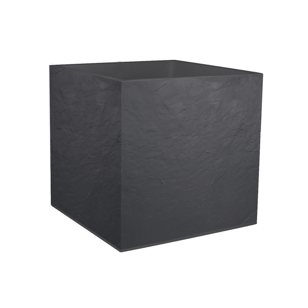 EDA Pot carré VOLCANIA Beige Calcaire - 40 cm Double paroi - avec zone de rétention d'eau Dim. 39,5 x 39,5 x 43,5 cm - Volume 31 L