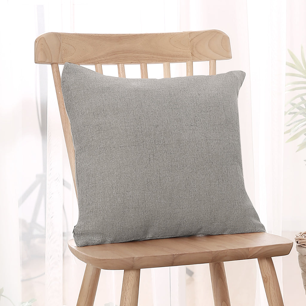 Deconovo Housse de coussin en lin artificiel - gris clair - 45 x 45 cm - 1 pièce