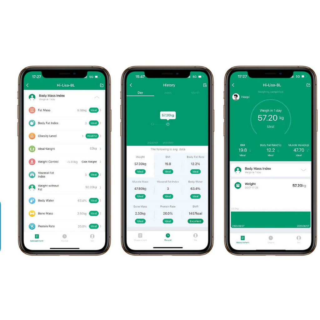 Haepi Lisa Pèse-personne connecté Bluetooth Analyse de 15 données corporelles IMC graisse os muscle eau via application Piles incluses Garantie 15 ans