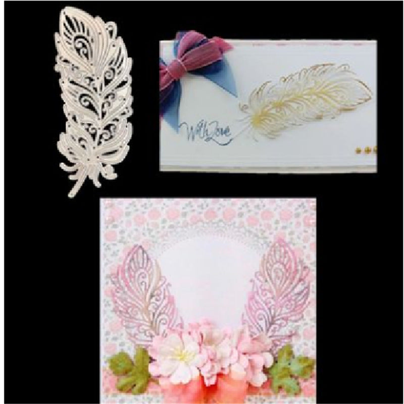 WhereHike Matrices de découpe en métal motif feuille Pochoir pour album de scrapbooking Tampon papier carte