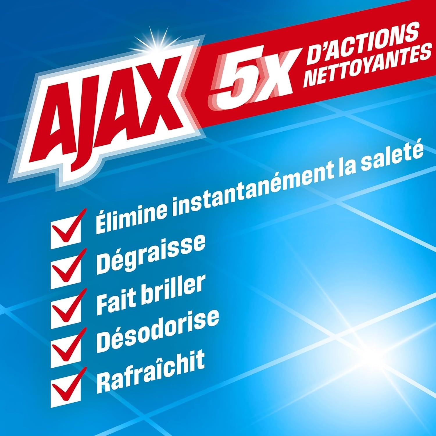 AJAX Nettoyant multi-usages 5 actions nettoyantes efficace à l'eau froide Brise Fraîche 1,5 L