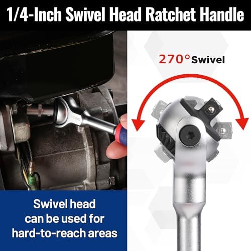WORKPRO Bit à ratchet 1/4" (6,35 mm) pour perceuse, 72 dents, finition mate, poignée tricolore