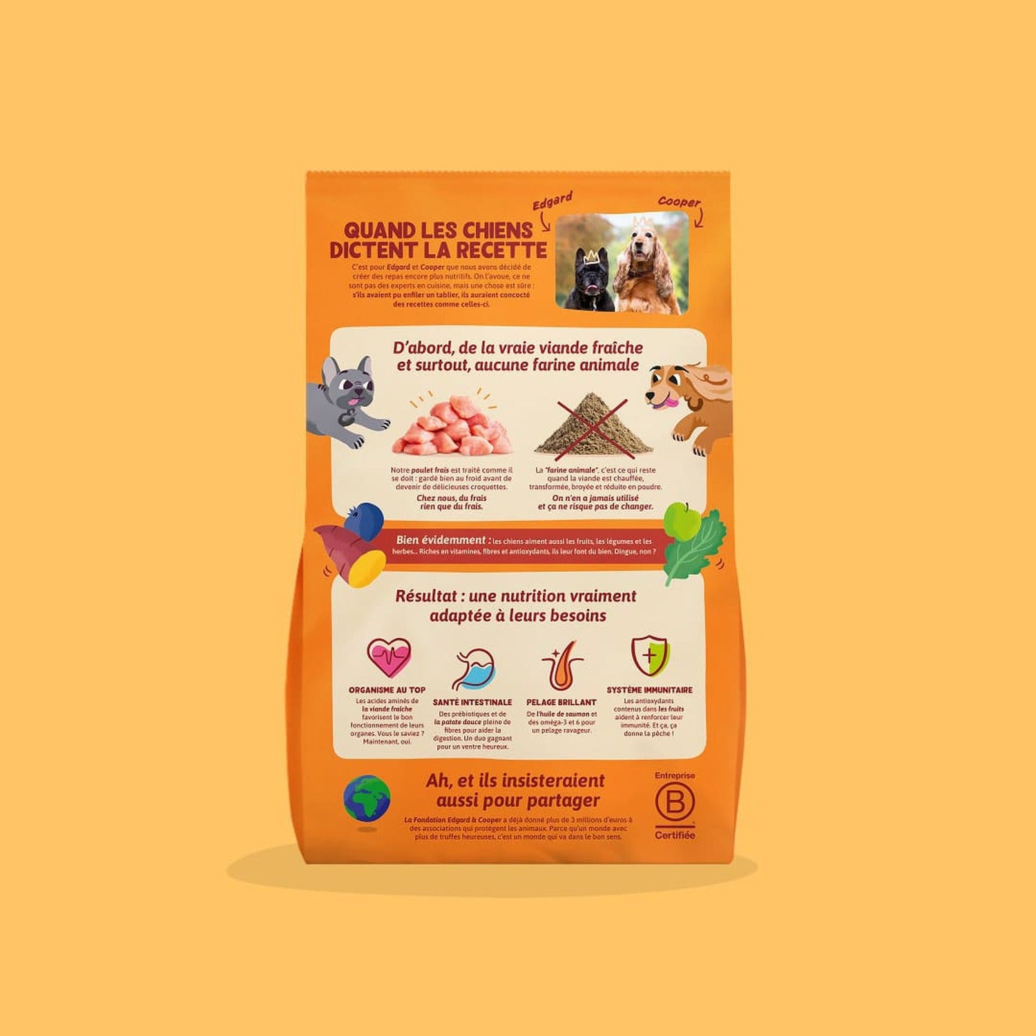 Edgard & Cooper Aliment sec sans céréales pour chien adulte au poulet avec fruits et légumes - 1 kg