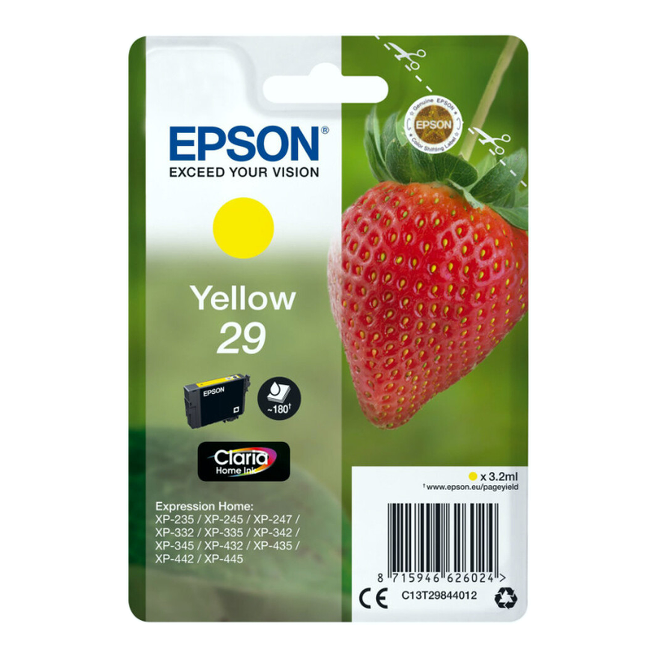 Epson Cartouche d'encre Claria Home 29 jaune fraise pack individuel
