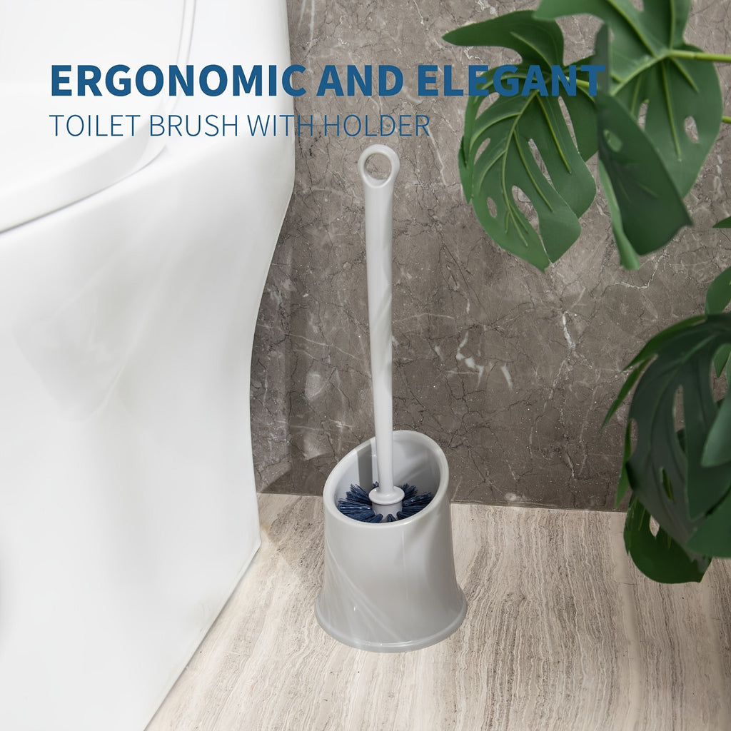 emmama Brosse WC avec support pour salle de bain, gris, 1 pièce