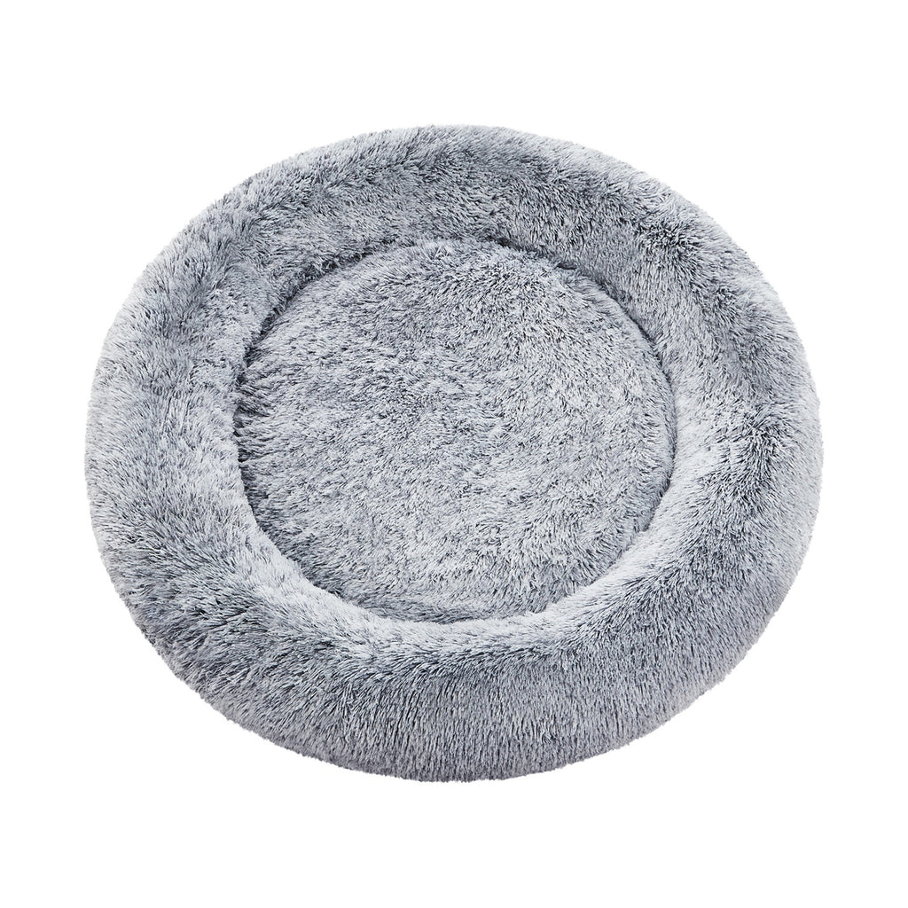 JOYFURNOS Lit donut apaisant moelleux pour chien avec housse amovible et lavable, Gris