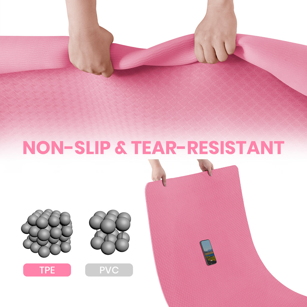 Miss Lulu Good Nite Tapis de yoga antidérapant XL en TPE 190 x 100 x 0,6 cm - Rose