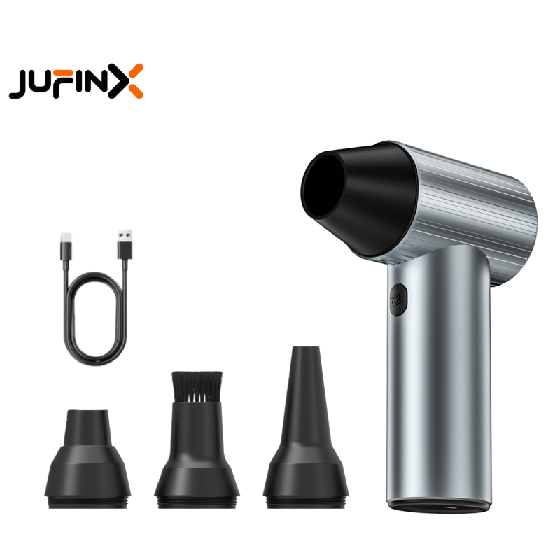 JUFIX X7 Dépoussiéreur à air comprimé - Ventilateur turbo 90000 RPM | Charge rapide 20 W, Batterie rechargeable, 3 vitesses réglables