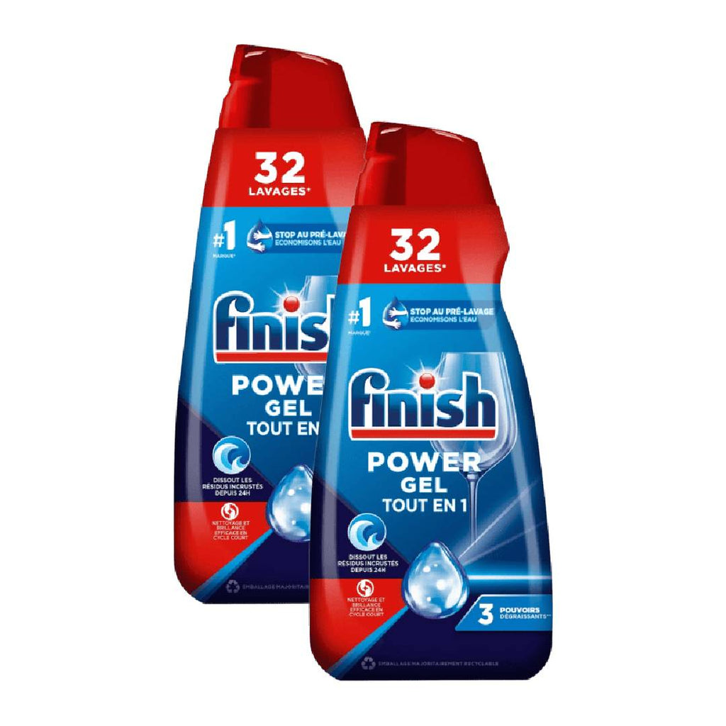 FINISH Gel de Lavage Lave-Vaisselle Sans Parfum 2 x 650 ml (= 1,3 L)