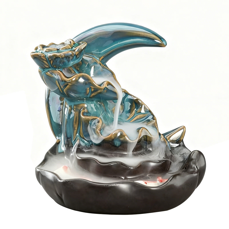 Ju7cer 1 pc brûleur d'encens en céramique cuit au four (design lotus) - idéal pour la décoration de Noël de la maison et l'exposition au sol, support d'encens