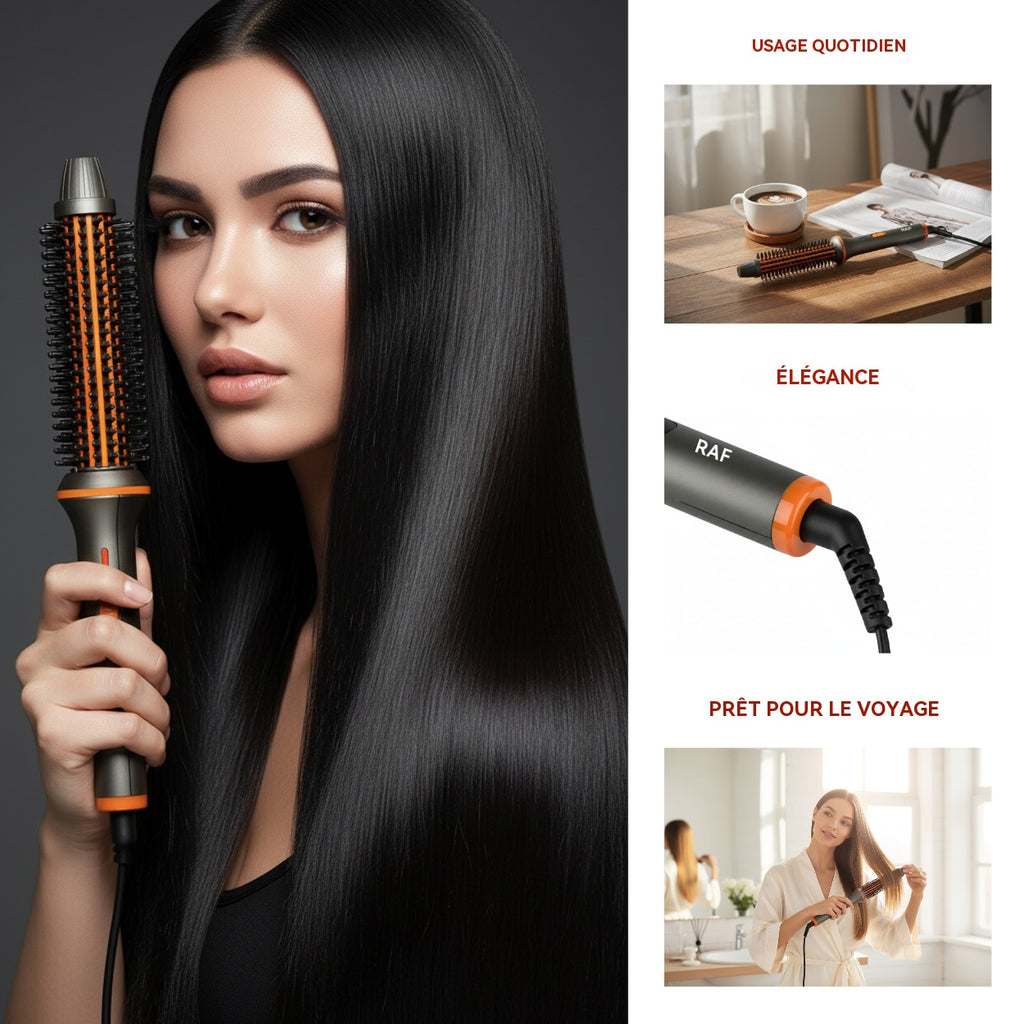 RAF Brosse à boucler lissante 2-en-1 60 W chauffage PTC rapide revêtement céramique pour femmes coiffage quotidien à domicile