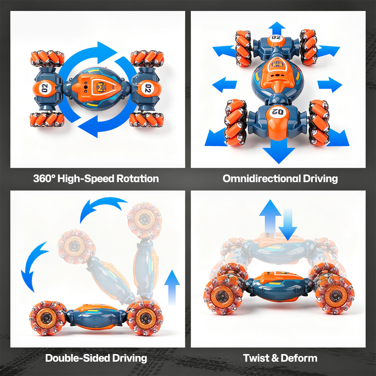 Voiture de Cascade RC à Détection de Gestes – Jouet pour Garçons et Filles de 6 à 12 Ans, Voiture Volant par la Main avec Lumières et Musique