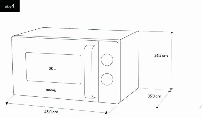 Hkoenig VIO4 Micro-ondes en pose libre - 700 W - Blanc et acier inoxydable - 20 L