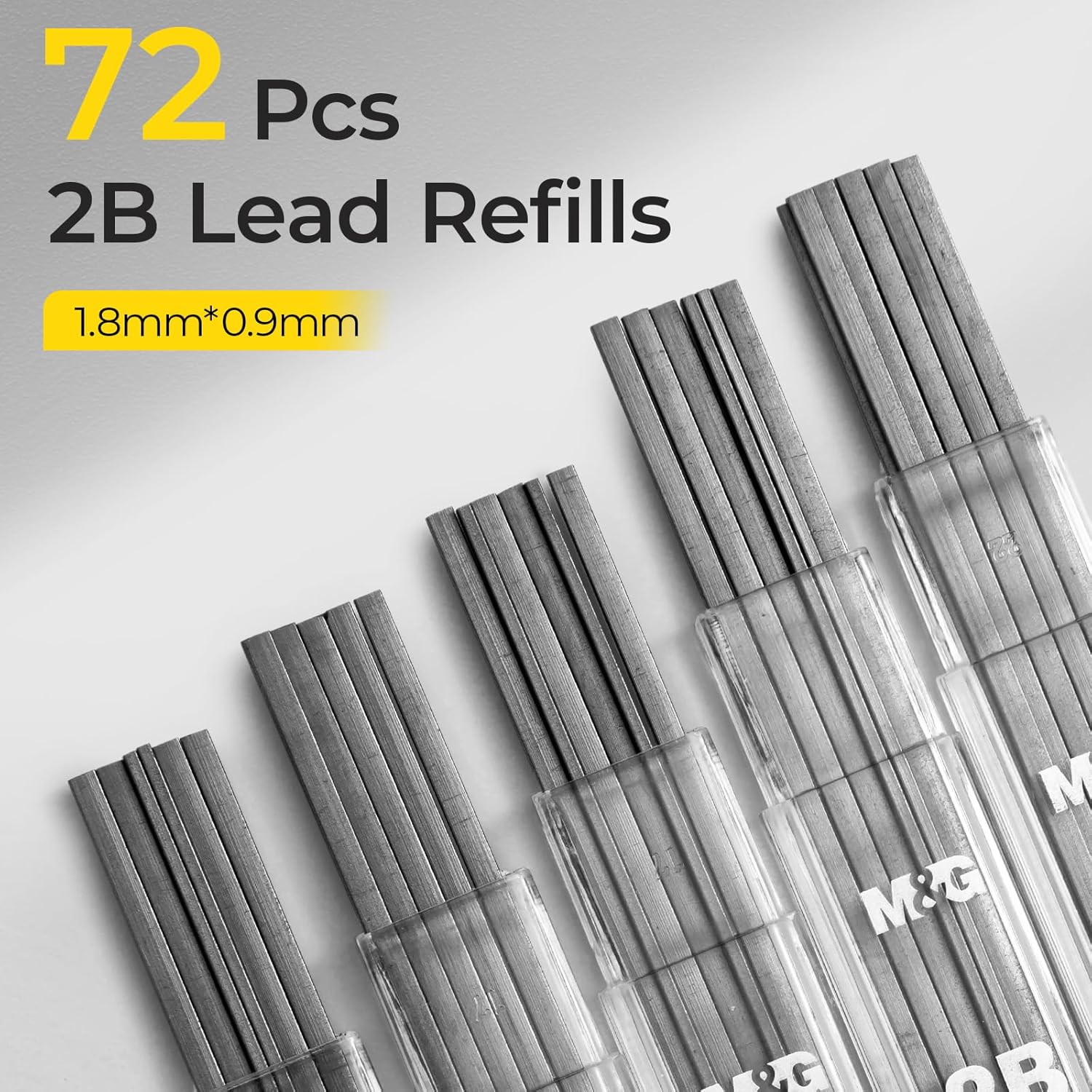 M&G Lot de 12 porte-mines 1,8 mm avec 12 mines 2B et 12 gommes