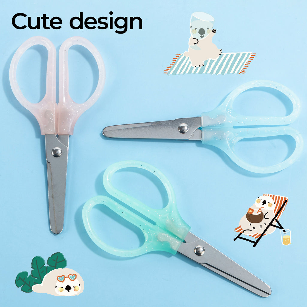 M&G Summer Cha-Cha-Cha Lot de 3 paires de ciseaux 120 mm avec capuchon de protection pour loisirs créatifs
