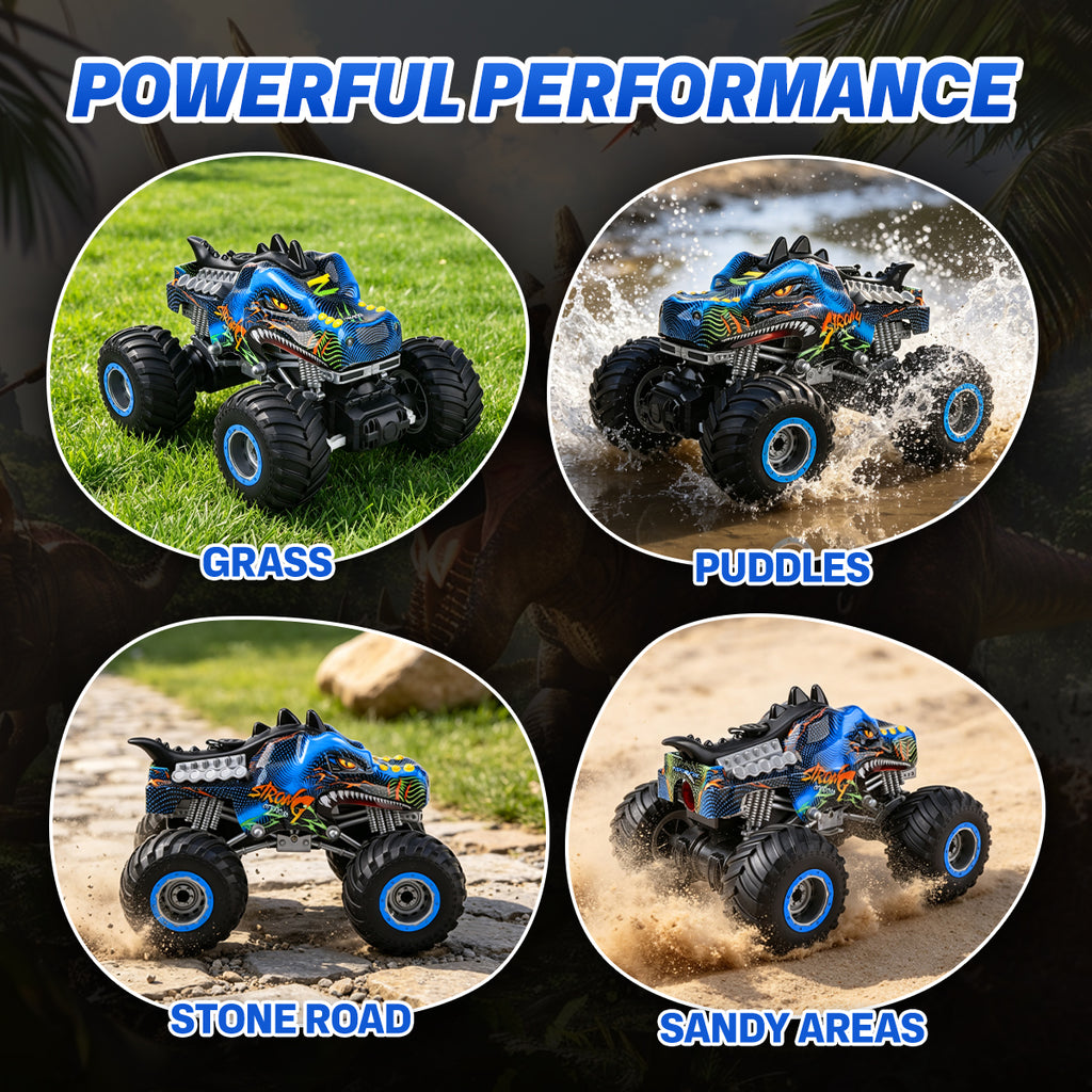 Crocodile RC Car, 2.4GHz Monster Truck Toy with Lights & Spray, Kids Birthday Gift for Ages 3-8, All-Terrain Remote Control Vehicle, Toddler Toy for Boys & Girls Over 3 Years Old