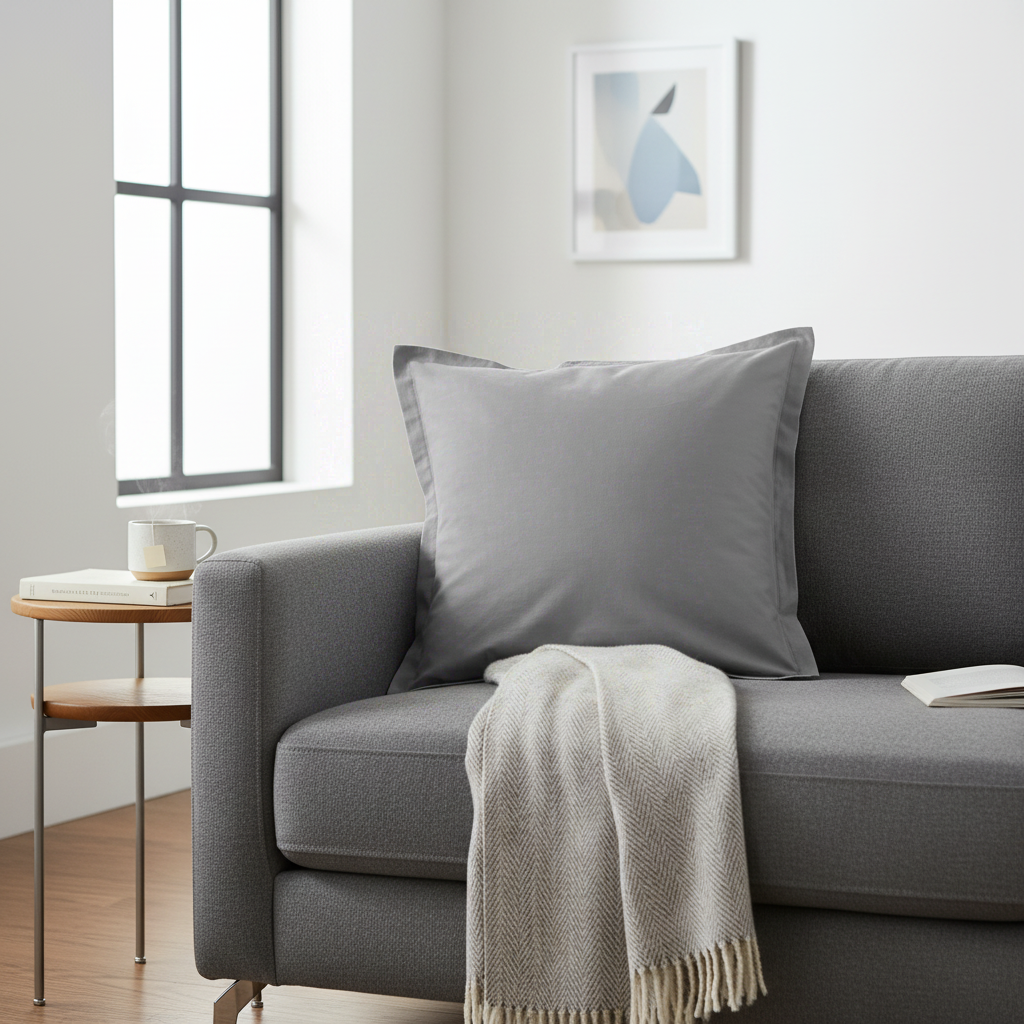 Atmosphera Taie d’oreiller gris 63 x 63 cm