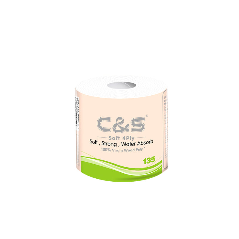 C&S 27 rouleaux de papier toilette 4 épaisseurs en pâte de bois vierge sans parfum - 135 g