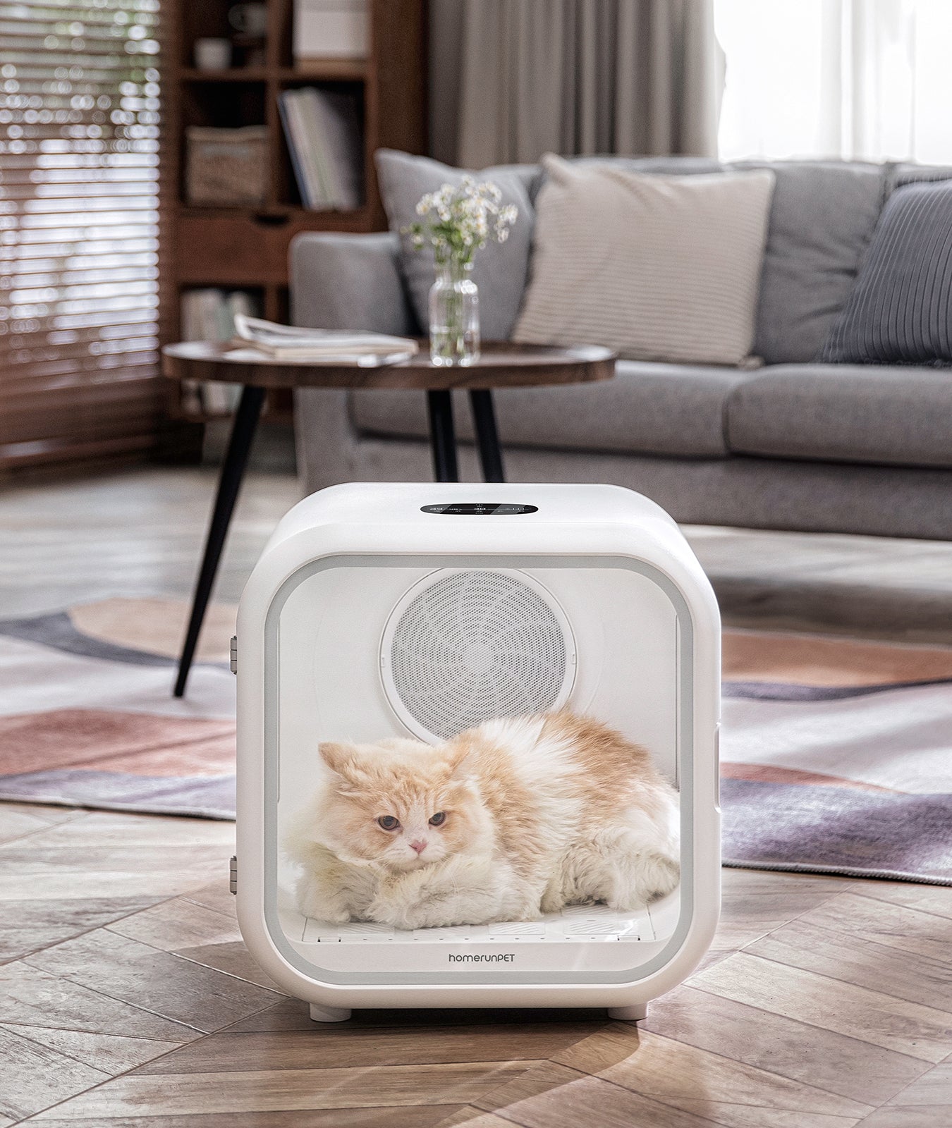 Homerunpet Drybo Plus Séchoir automatique pour chiens et chats, capacité 62 L, 437 x 467 x 486 mm, température, niveau de chaleur, débit d’air et durée de séchage personnalisables, double mode, adapté à tous les stades de vie des chats