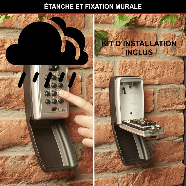 Master Lock Boîte à clés à bouton-poussoir, mural, format moyen, 79 x 117 x 52 mm