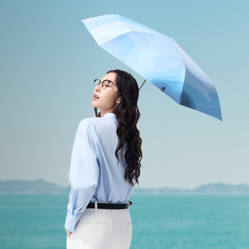 Beneunder DT396 parapluie de voyage pliable en trois avec revêtement noir anti-UV noir
