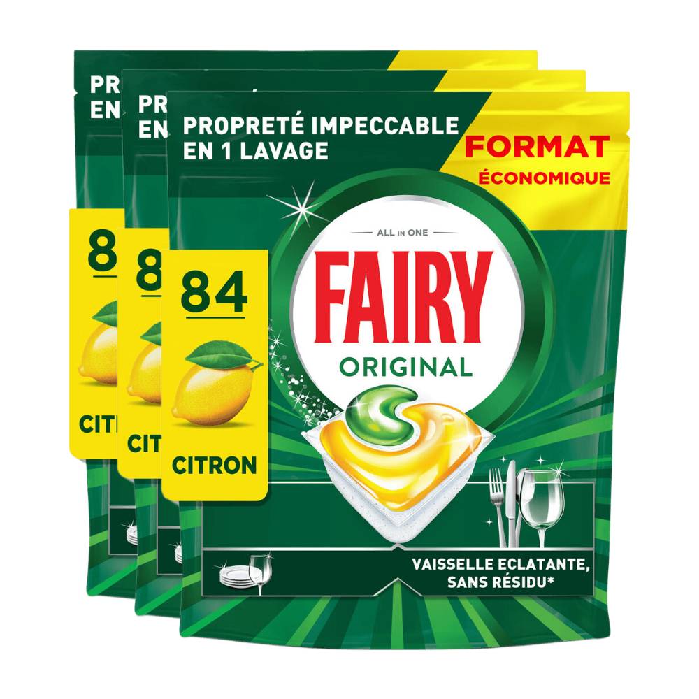 Fairy Original Capsules Lave-Vaisselle Original Citron 3 x X84 (= 252 Capsules)