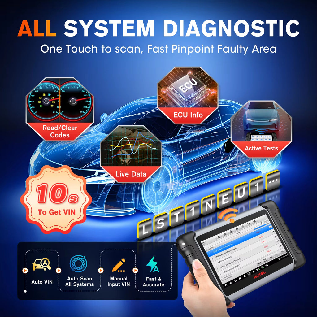 Autel MaxiCOM MK808BT PRO Scanner OBD2 Bluetooth, outil de diagnostic automobile avec lecteur de codes PK MK808KBT, MK808S
