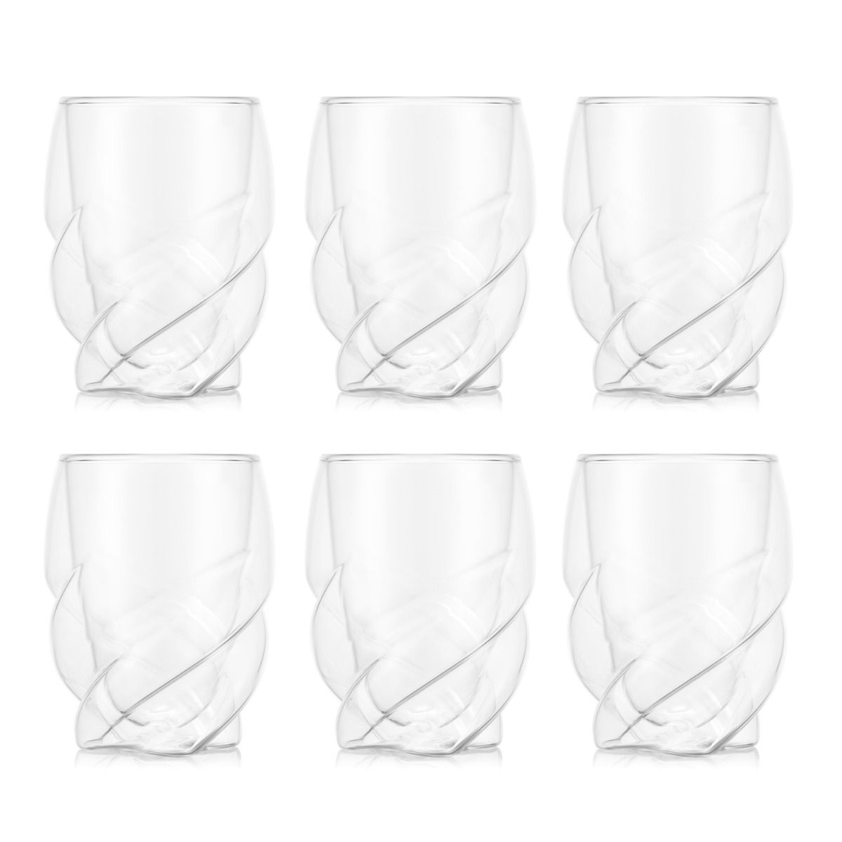 Bodum Pavina Paris Lot de 6 verres à double paroi blanc transparent, Tasses 270 ml, Verre thermique compatible lave-vaisselle, Verre borosilicaté soufflé à la bouche