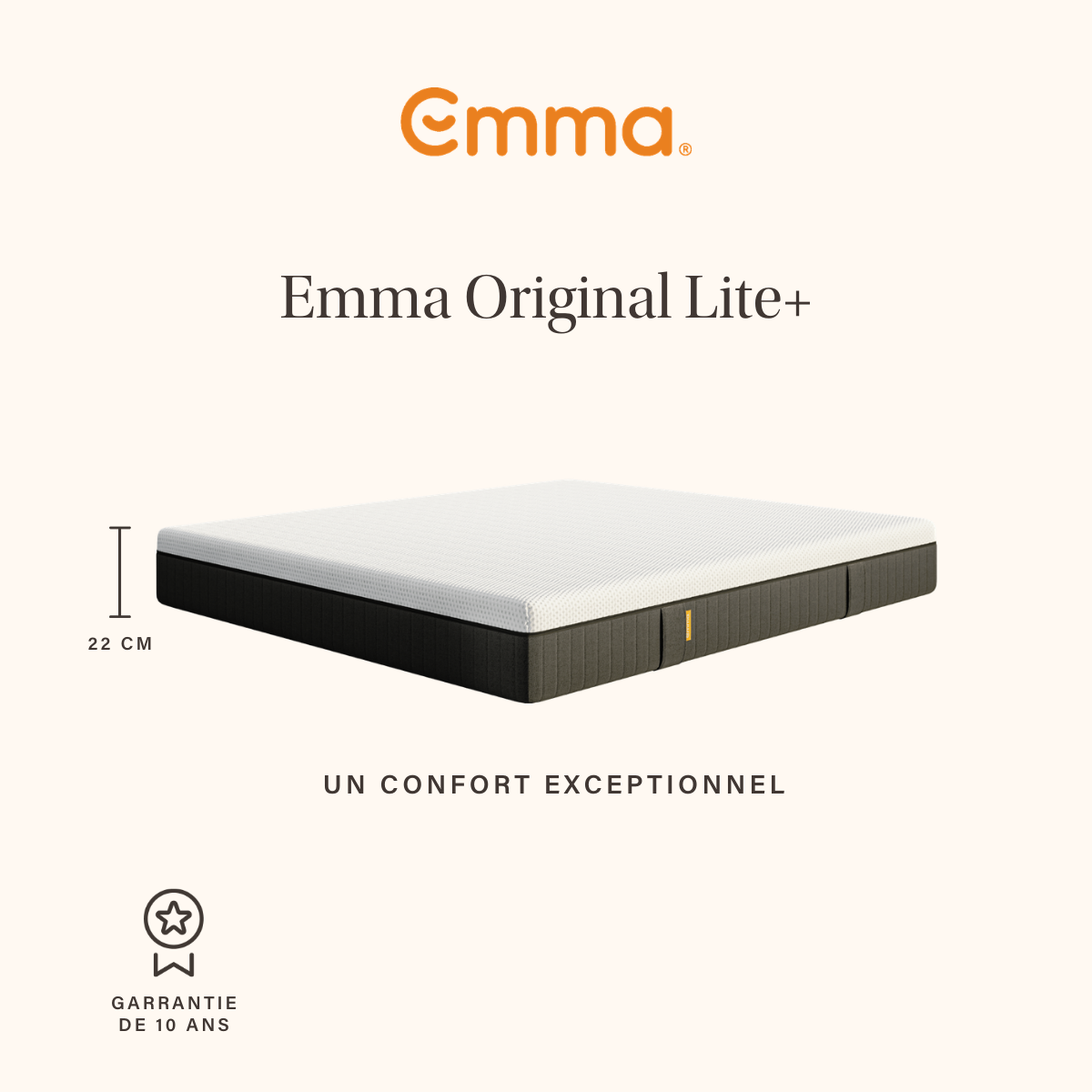 EMMA | Matelas Original Lite+ 140x190 cm | Ressorts + Mousse à Mémoire de Forme | Housse Plus Respirante| Confort 5 couches 22cm
